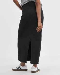 24/7 Black Maxi Denim Skirt