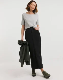 24/7 Black Maxi Denim Skirt