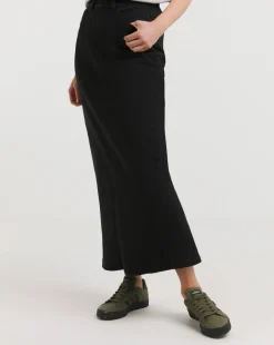 24/7 Black Maxi Denim Skirt