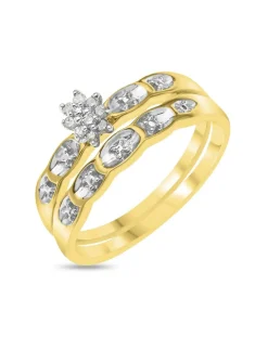 9 Carat Gold and Diamond Two Piece Bridal Ring Set