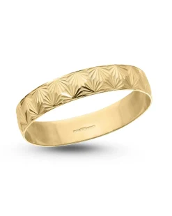 9 Carat Gold Diamond Cut Fan Design D Shape Wedding Ring