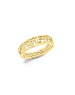9 Carat Gold Diamond Cut Leaves Ring