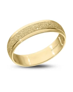 9 Carat Gold Sparkle D Shape 4mm Wedding Band