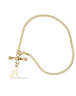 9 Carat Gold Tbar Curb Bracelet Personalised With 1 Initial