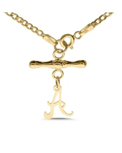 9 Carat Gold Tbar Curb Bracelet Personalised With 1 Initial