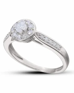 9 Carat White Gold And 1/2 Carat Diamond Ring Including Diamond Set Shoulders