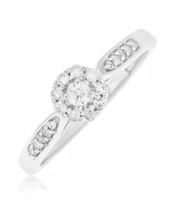 9 Carat White Gold And 1/4 Carat Diamond Ring Including Diamond Set Shoulders