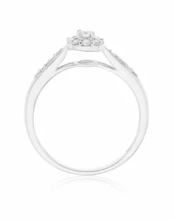 9 Carat White Gold And 1/4 Carat Diamond Ring Including Diamond Set Shoulders