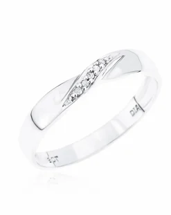 9 Carat White Gold Diamond Set 3mm Twist Wedding Band