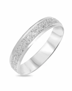 9 Carat White Gold Sparkle D Shape 4mm Wedding Band