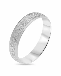 9 Carat White Gold Sparkle D Shape 4mm Wedding Band