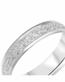 9 Carat White Gold Sparkle D Shape 4mm Wedding Band