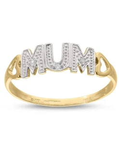 9 Carat Yellow Gold Diamond Set Mum Ring With Heart Shoulders