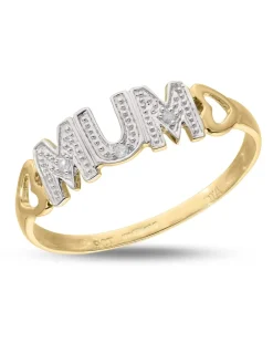 9 Carat Yellow Gold Diamond Set Mum Ring With Heart Shoulders