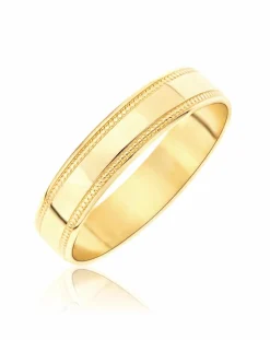 9 Carat Yellow Gold Millgrain Edge 4MM Wedding Ring