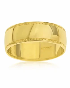 9 Carat Yellow Gold Millgrain Edge 6MM Wedding Ring