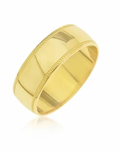 9 Carat Yellow Gold Millgrain Edge 6MM Wedding Ring