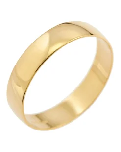 9 Carat Yellow Gold Polished D Shape 4MM Wedding Ring