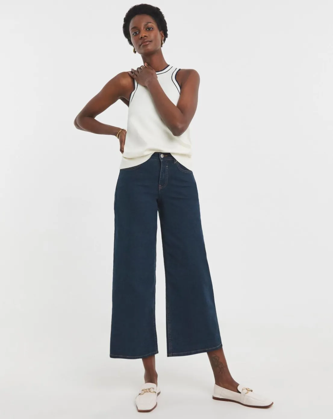 24/7 Indigo Wide Crop Jeans