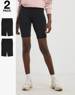 2 Pack Black Cotton Cycling Shorts