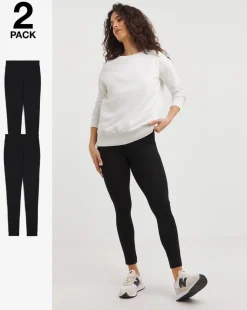 2 Pack Black Jersey High Waisted Leggings