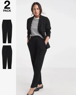 2 Pack Black Jersey Tapered Leg Trousers