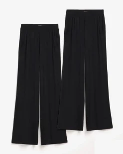 2 Pack Black Jersey Wide Leg Trousers