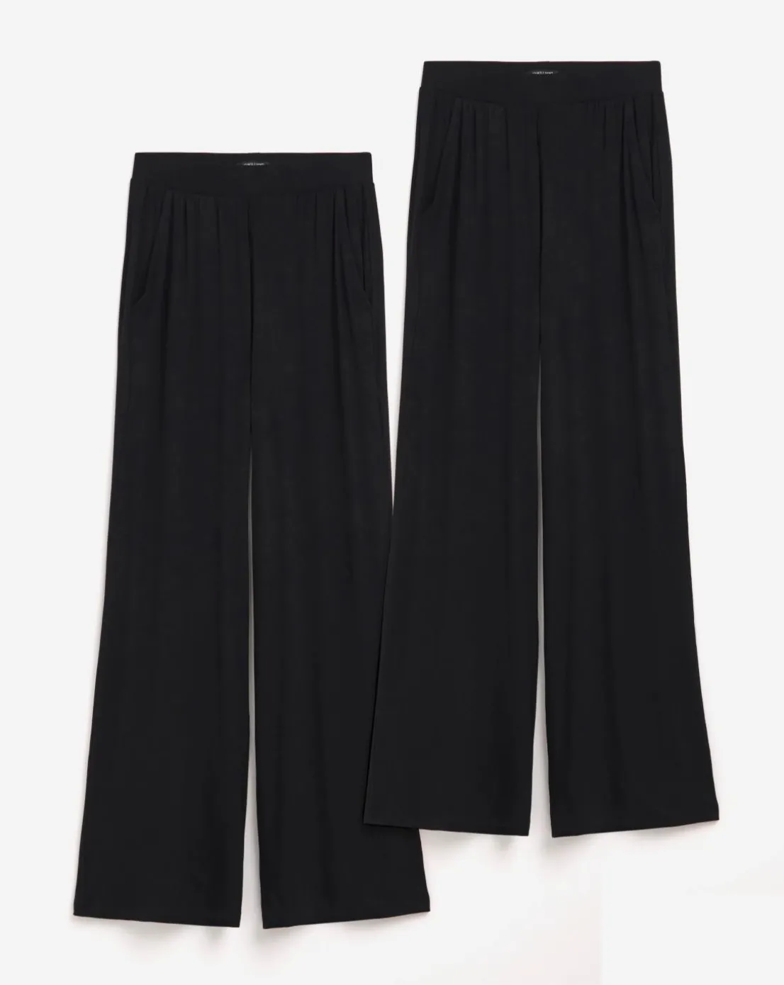 2 Pack Black Jersey Wide Leg Trousers