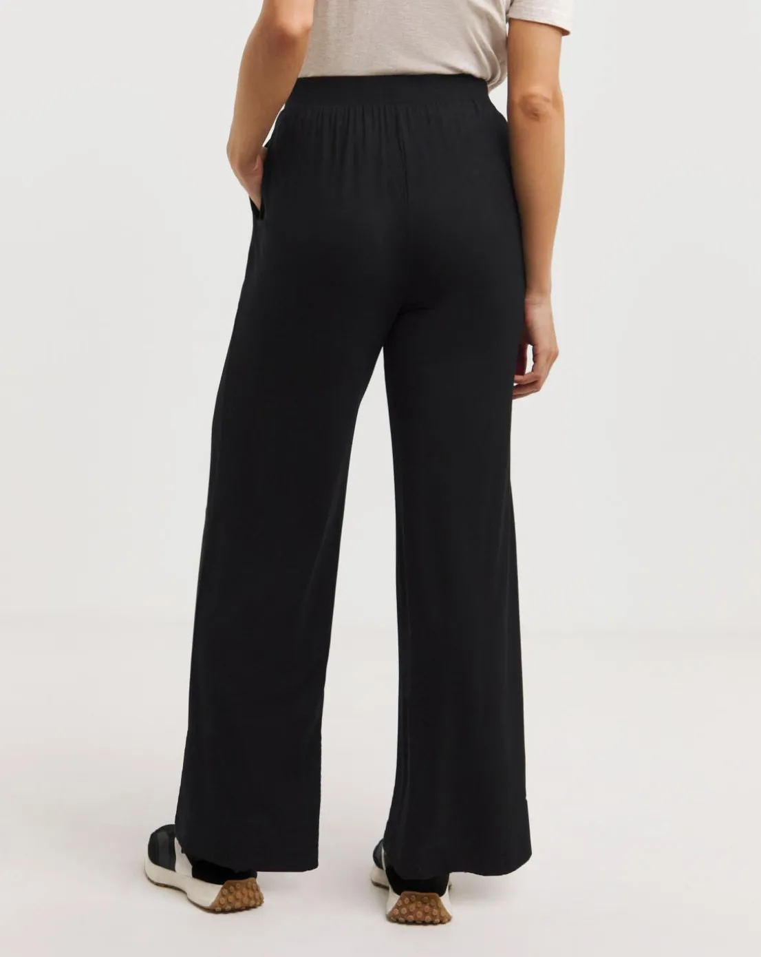 2 Pack Black Jersey Wide Leg Trousers