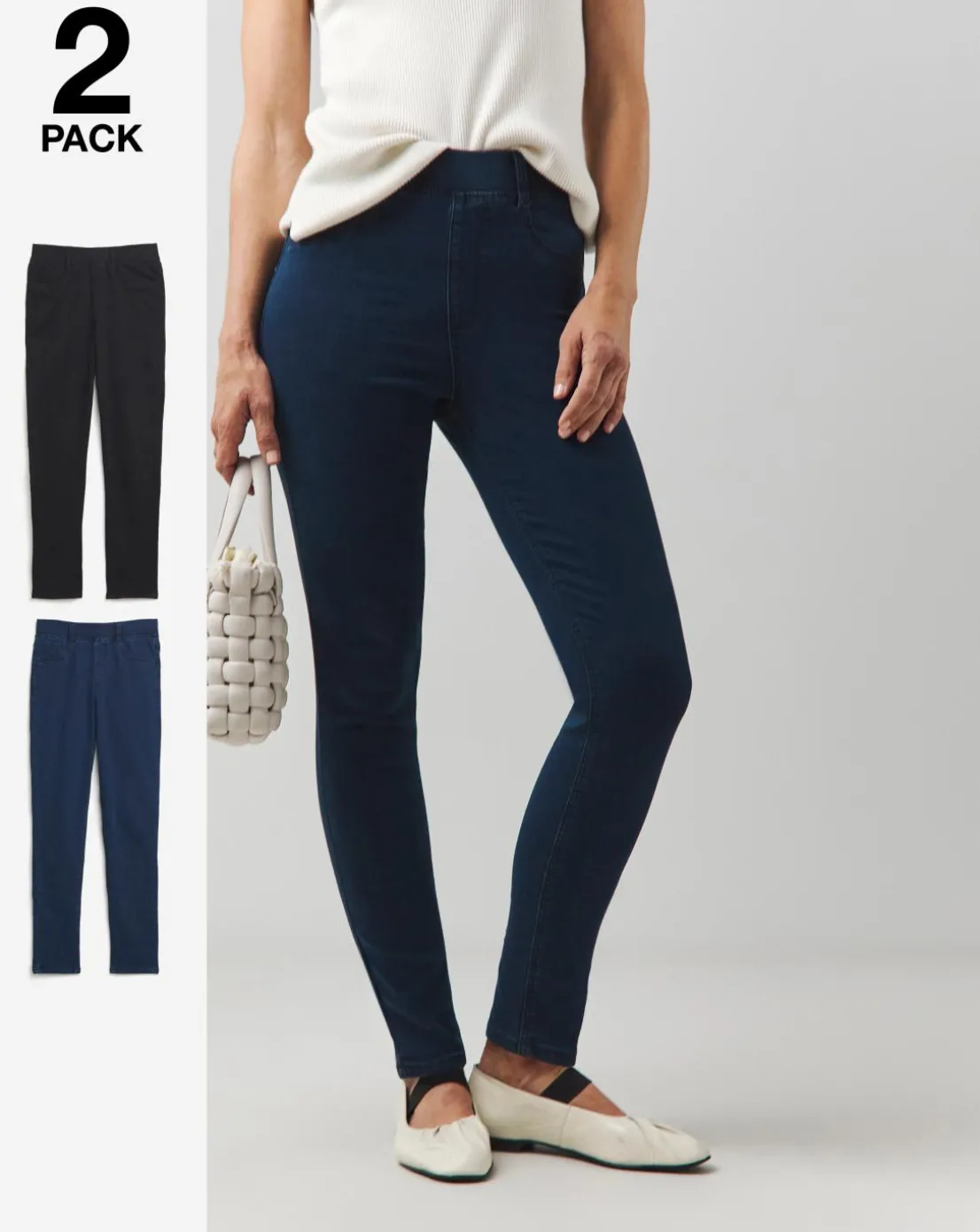 2 Pack Indigo/Black Slim Leg Jeggings