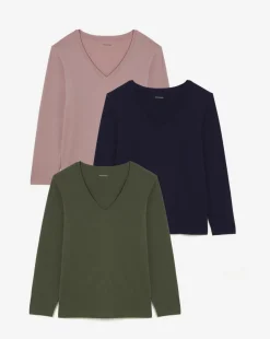 3 Pack Long Sleeve V Neck Tops