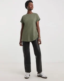 2 Pack Short Sleeve Curved Hem Longline top