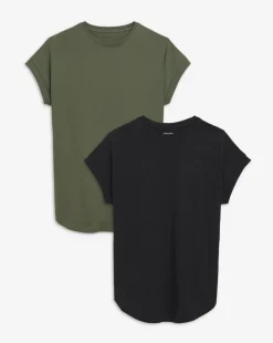 2 Pack Short Sleeve Curved Hem Longline top