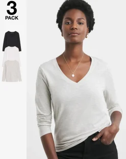 3 Pack The V Neck Long Sleeve T-Shirt