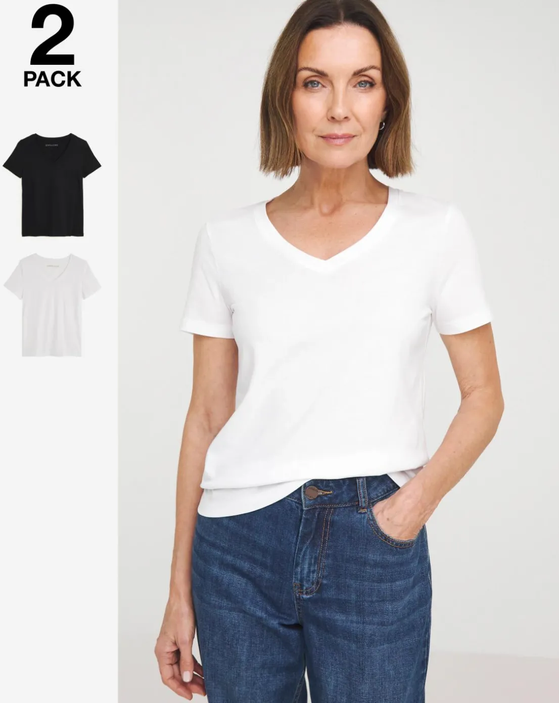 2 Pack V Neck Short Sleeve T-Shirt