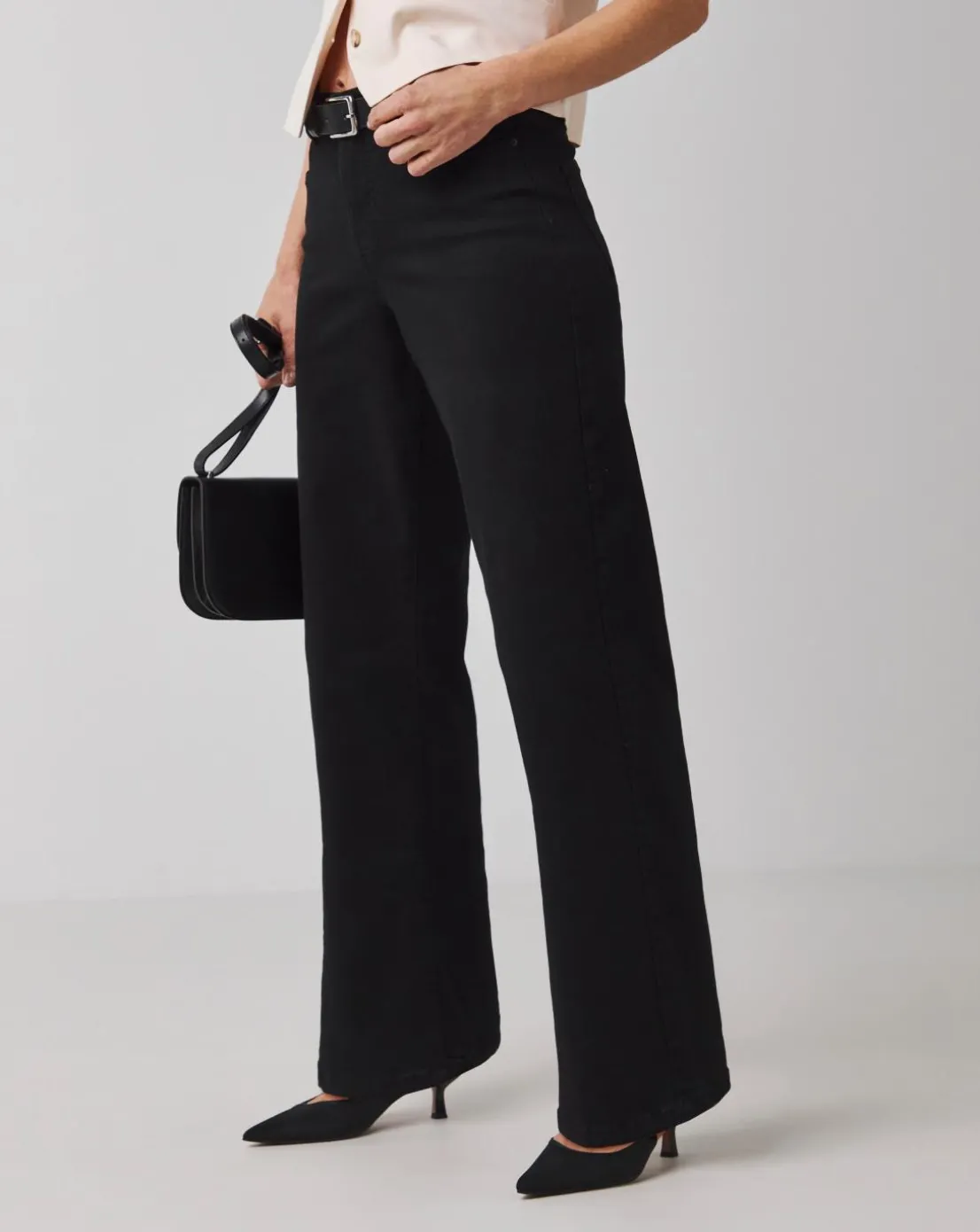 24/7 Washed Black Wide Leg Jeans