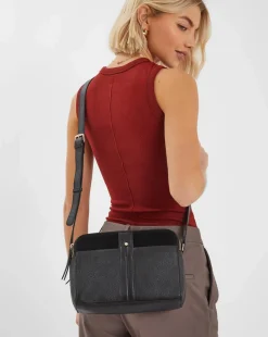 Accessorize Leather Double Zip X Body