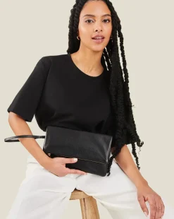 Accessorize Leather Foldover Clutch