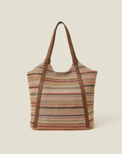 Accessorize Stripe Raffia Shoulder