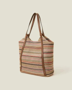 Accessorize Stripe Raffia Shoulder