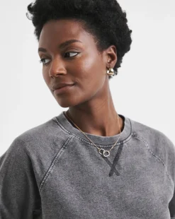 Acid Wash Basic Longline Sweatshirt