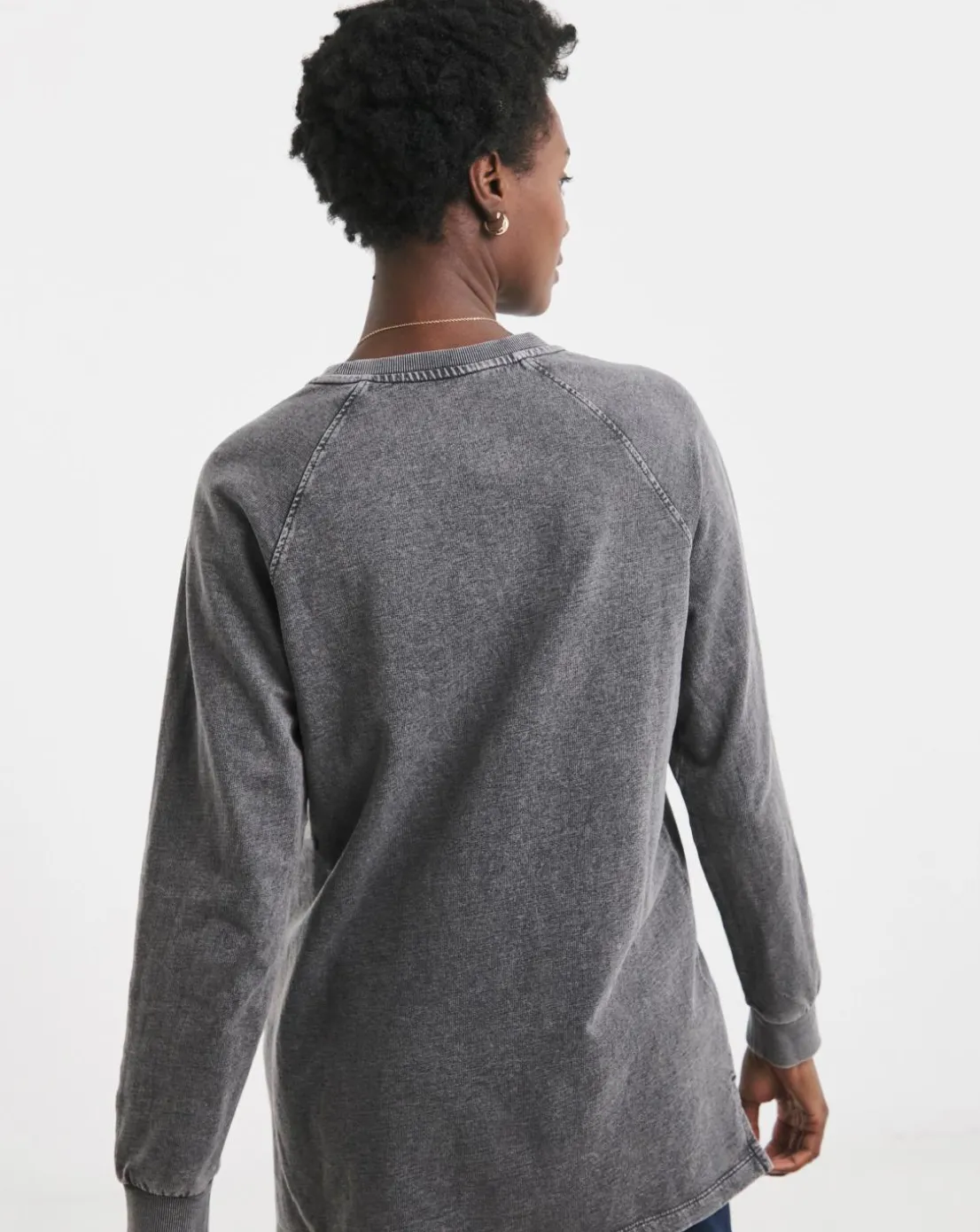 Acid Wash Basic Longline Sweatshirt