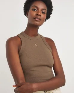 adidas Lounge Ribbed Crop Tank Top