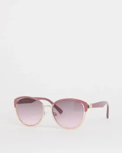 Amelia Pink Trim Round Sunglasses