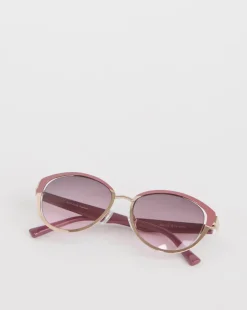 Amelia Pink Trim Round Sunglasses