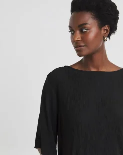 Angel Sleeve Bubble Hem Textured Top