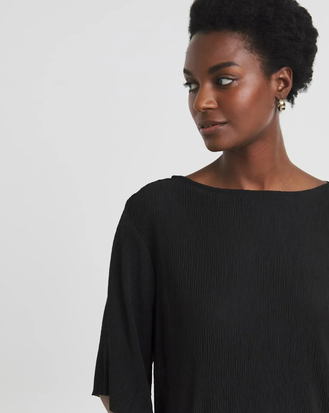 Angel Sleeve Bubble Hem Textured Top