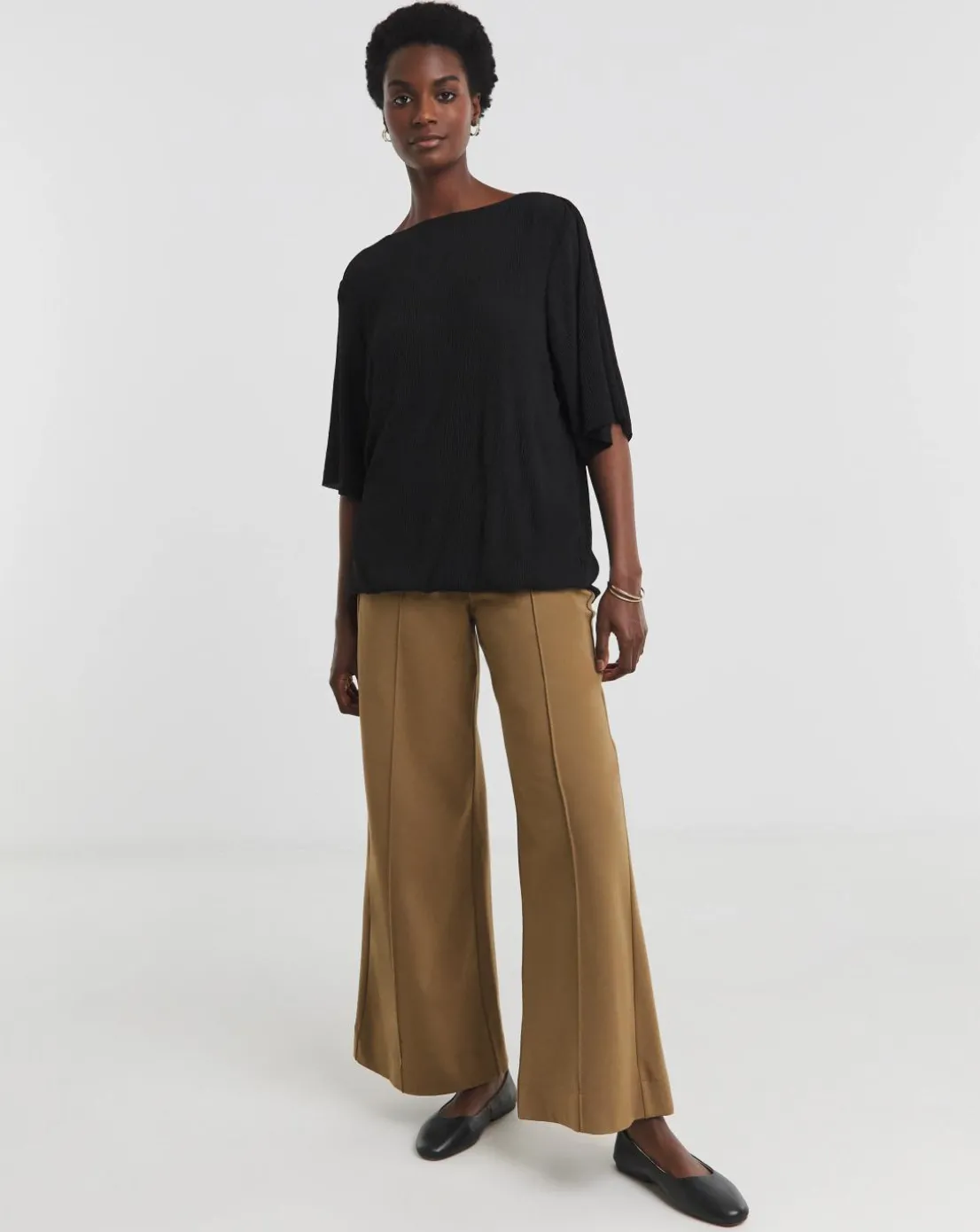 Angel Sleeve Bubble Hem Textured Top