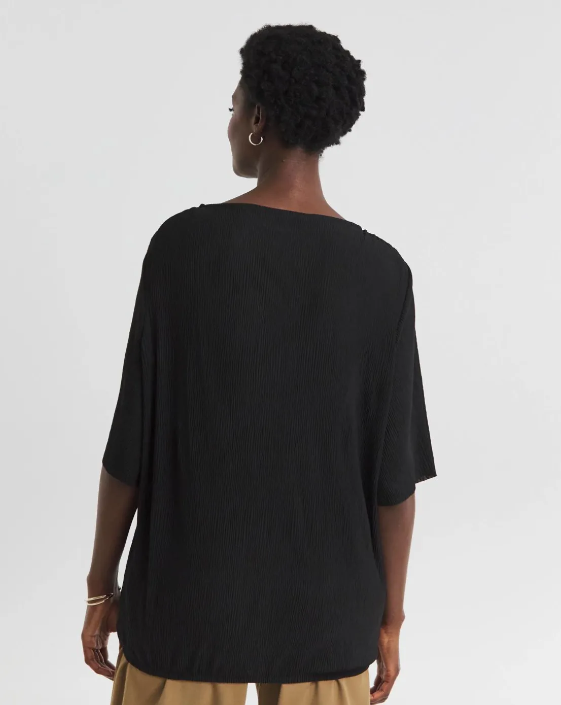 Angel Sleeve Bubble Hem Textured Top