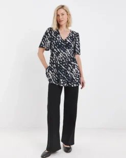 Angel Sleeve Button Front Longline Top